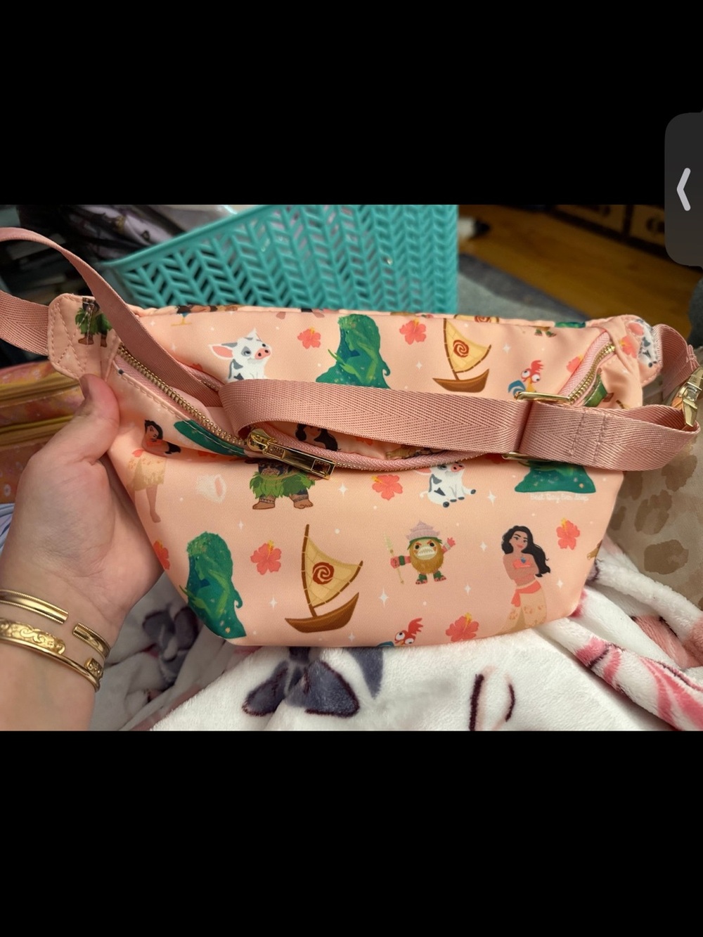 Disney Peach Moana Print Crossbody Bag